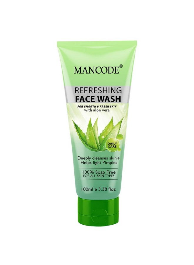 MAN CODE Mancode Refreshing Face Wash 100ml with Aloe Vera | Deep Cleansing & Pimple Fighting | Removes Dirt & Oil for Smooth, Fresh Skin | 100% Soap-Free Face Wash for Men & Women - Image 1