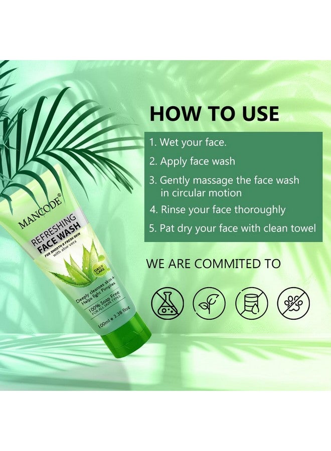 MAN CODE Mancode Refreshing Face Wash 100ml with Aloe Vera | Deep Cleansing & Pimple Fighting | Removes Dirt & Oil for Smooth, Fresh Skin | 100% Soap-Free Face Wash for Men & Women - Image 5