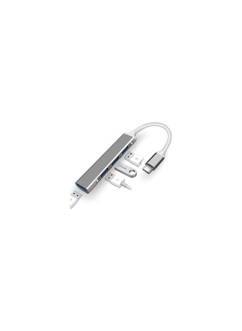 موزع USB نوع سي من AvvA بتصميم محمول 4 في 1 مصنوع من الالومنيوم مزود بمنفذ 3.0 للاب توب والاجهزة الاخرى usb2.0 رمادي