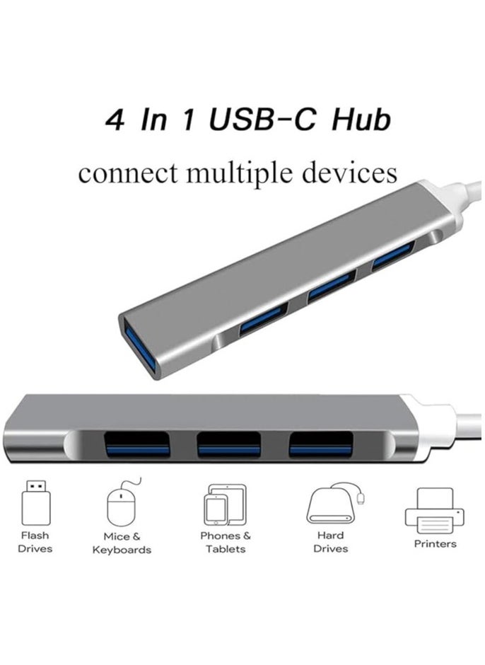ماركة غير محددة - موزع USB نوع سي من AvvA بتصميم محمول 4 في 1 مصنوع من الالومنيوم مزود بمنفذ 3.0 للاب توب والاجهزة الاخرى usb2.0 رمادي - Image 1