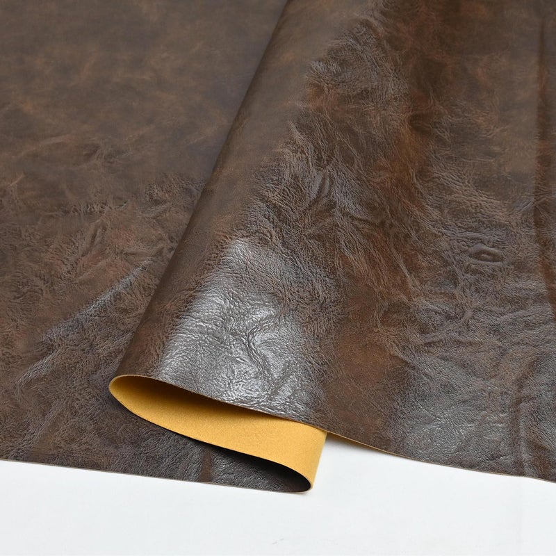 Yoquare 250cm x 140cm ï¼ˆ98 x 54 Inchï¼‰ Soft Leather Fabric - Faux Leather Fabric -1mm Thick for Upholstery - DIY Crafts - Dark Brown Crazy Horse Distress - Image 1