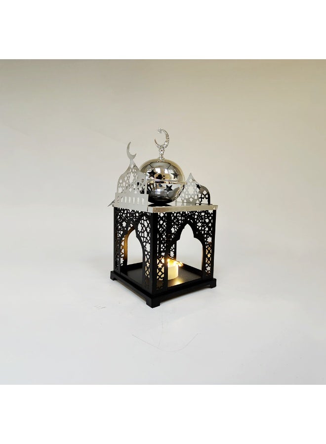 Living Black Islamic Ramadan Lantern with Silver Incense Burner - Image 4