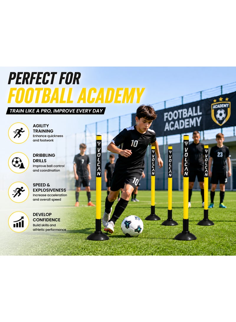 Volcan Fitness Mini Slalom Pole Kit Set of 8 Training Poles for Football Agility Speed & Coordination Training Yellow/Black - Image 5