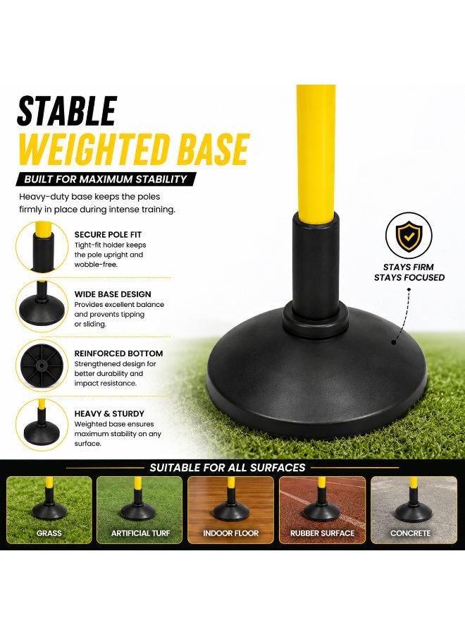 Volcan Fitness Mini Slalom Pole Kit Set of 8 Training Poles for Football Agility Speed & Coordination Training Yellow/Black - Image 4