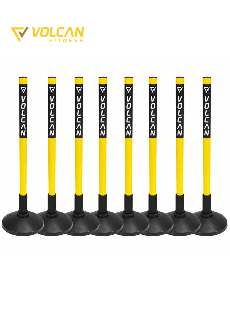 Volcan Fitness Mini Slalom Pole Kit Set of 8 Training Poles for Football Agility Speed & Coordination Training Yellow/Black - Image 1