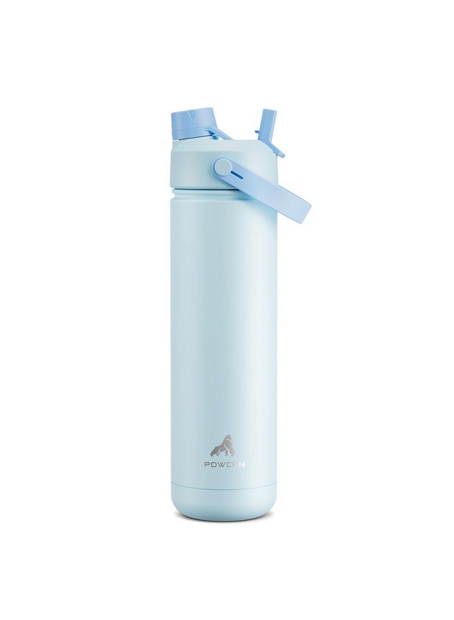 POWCAN 26 oz Insulated Water Bottle with 2-in-1 Straw and Spout Lid, Keep Cold 24H, Leak-Proof, Fits in Car Cup Holder, Stainless Steel Water Bottle for Sports, Travel, and School (Sea Breeze) - Image 1