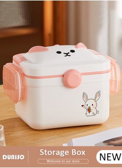 DUNISO 2 Layers Large Medicine Storage Box, Family small safety emergency medical storage box kit travel,Layered Daily Medicine Cabinet,First Aid Storage Box Container Bin with Compartments and Portable Handle for Family  - Image 1