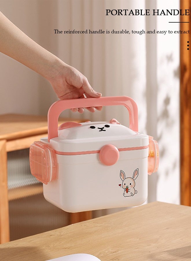 DUNISO 2 Layers Large Medicine Storage Box, Family small safety emergency medical storage box kit travel,Layered Daily Medicine Cabinet,First Aid Storage Box Container Bin with Compartments and Portable Handle for Family - Image 3