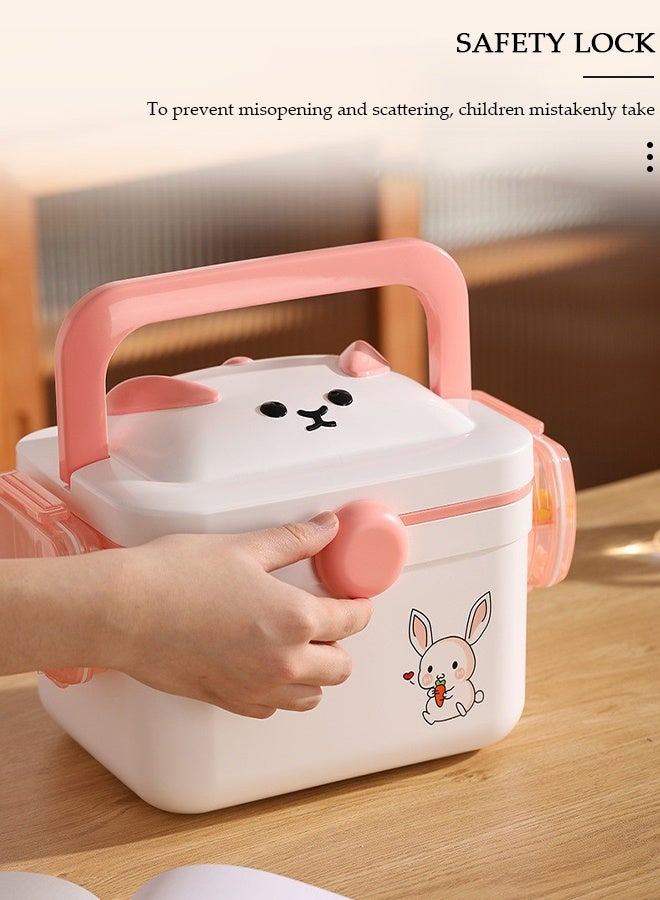 DUNISO 2 Layers Large Medicine Storage Box, Family small safety emergency medical storage box kit travel,Layered Daily Medicine Cabinet,First Aid Storage Box Container Bin with Compartments and Portable Handle for Family - Image 5