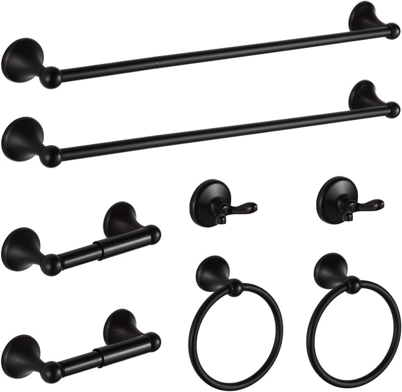 BGL Bathroom Hardware Set Oil-Rubbed Bronze Bath Towel Bars Adjustable Expandable Bathroom Accessory Set Towel Racks 8-Pieces Wall Mount - Image 1