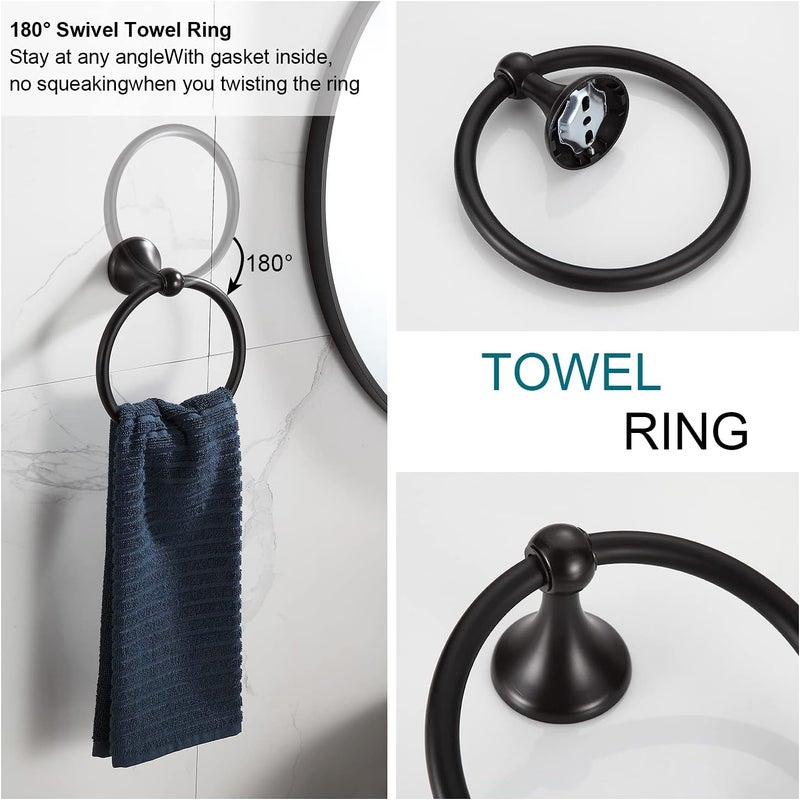 BGL Bathroom Hardware Set Oil-Rubbed Bronze Bath Towel Bars Adjustable Expandable Bathroom Accessory Set Towel Racks 8-Pieces Wall Mount - Image 3