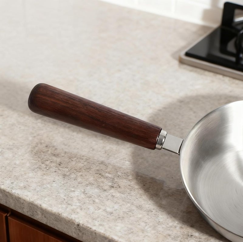 IMEEA 6.3-Inch Egg Pan Omelet Pan SUS304 Stainless Steel Small Frying Sauce Pan with Wodden Handle - Image 4