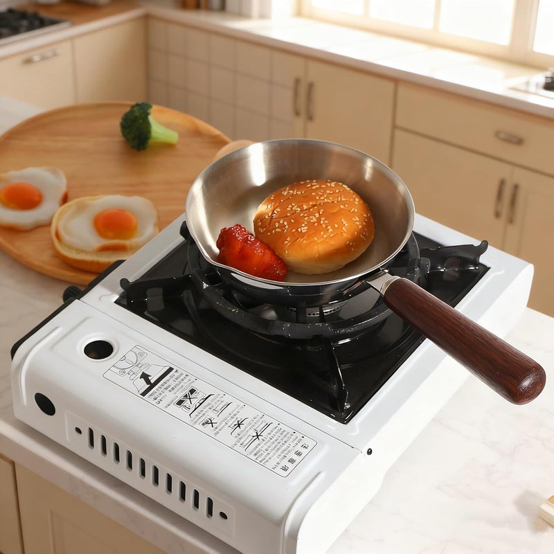 IMEEA 6.3-Inch Egg Pan Omelet Pan SUS304 Stainless Steel Small Frying Sauce Pan with Wodden Handle - Image 5