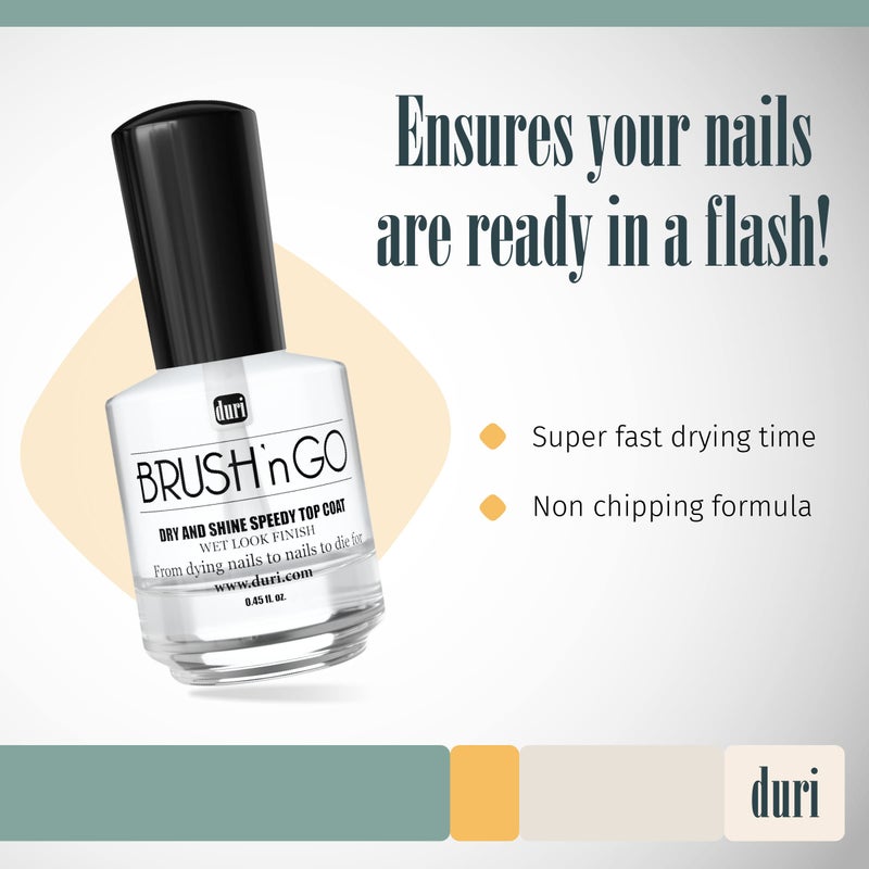 duri Brush'n Go Dry and Shine Speedy Top Coat, Fast Dry Top Coat Nail Polish - 0.45 fl.oz. (pack of 1) - Image 2