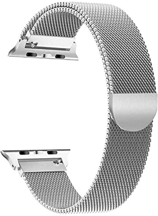 Generic Compatible for Apple Watch Band 42mm 44mm, Stainless Steel Sport Wristband Loop Replacement with Strong Magnetic Closure Strap for iWatch Series1,2,3,4 Silver 