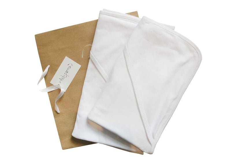 Picksparrow Soft Hooded Baby Blanket/Towel/Baby Wrap (Pack of 2, 75 x 75 cm, White, Cotton, Breathable) - Image 1