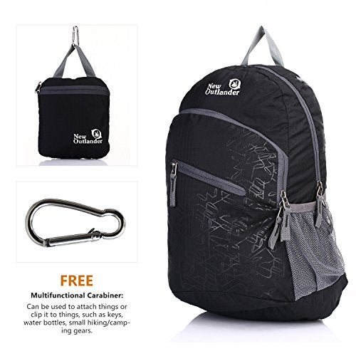 Outlander Packable Handy Lightweight Travel Hiking Backpack Daypack, Black - Image 2