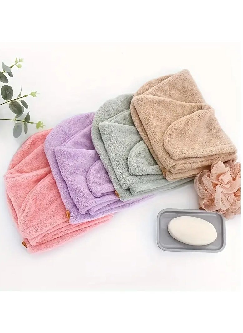 Ucanbe 1pc Solid Color Hair Towel, Minimalist Microfiber Women's Strong Absorbent Quick-drying Hair Drying Cap for Home  - Image 2