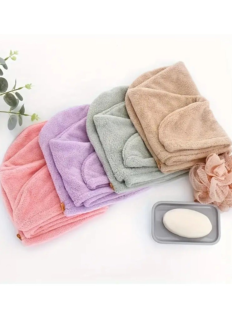 Ucanbe 1pc Solid Color Hair Towel, Minimalist Microfiber Women's Strong Absorbent Quick-drying Hair Drying Cap for Home  - Image 5