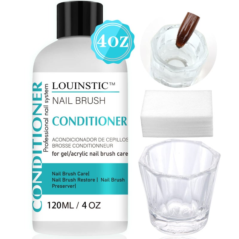 LOUINSTIC Acrylic Nail Brush Cleaner - 4 Fl.Oz, Quickly Clean Gel/Acrylic Nail Brushes, Paint Brushes, Airbrushes, Art Tools, Nail Brush Cleaner Conditioner Preserver and Restorer - Image 2