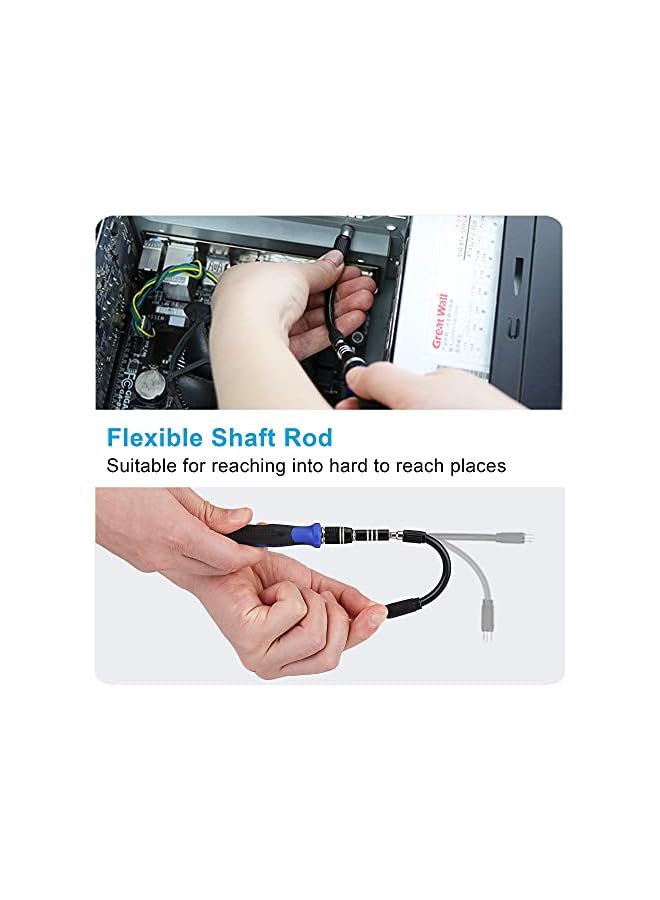 PROMASS مجموعة مفكات دقيقة مغناطيسية 62 في 1، مجموعة أدوات مغناطيسية لإصلاح الإلكترونيات مع قضيب تمديد مرن لمجموعات المفكات للهواتف المحمولة، الهواتف الذكية، وحدات التحكم في الألعاب، الكمبيوتر الشخصي، الأجهزة اللوحية - Image 3