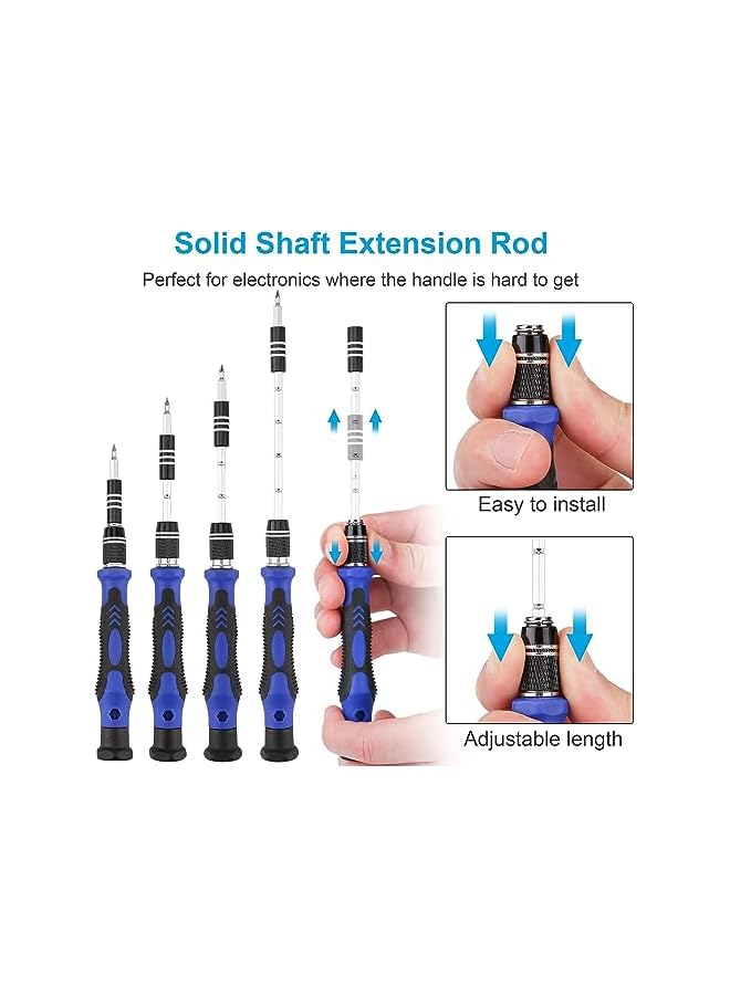 PROMASS مجموعة مفكات دقيقة مغناطيسية 62 في 1، مجموعة أدوات مغناطيسية لإصلاح الإلكترونيات مع قضيب تمديد مرن لمجموعات المفكات للهواتف المحمولة، الهواتف الذكية، وحدات التحكم في الألعاب، الكمبيوتر الشخصي، الأجهزة اللوحية - Image 4