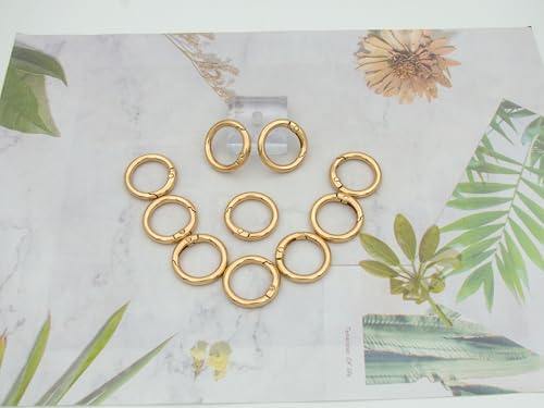 ZoloAJay 10Pack 3/4 Inch(19mm) Gold Spring O Rings Clip Keychain Metal Round Carabiner Clips Keyrings Snap Hook Buckle Shoulder Bag Purse Chain Rings Clip Replacement Keychain Lanyard Leather DIY Crafts - Image 4