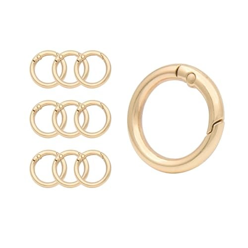 ZoloAJay 10Pack 3/4 Inch(19mm) Gold Spring O Rings Clip Keychain Metal Round Carabiner Clips Keyrings Snap Hook Buckle Shoulder Bag Purse Chain Rings Clip Replacement Keychain Lanyard Leather DIY Crafts - Image 1