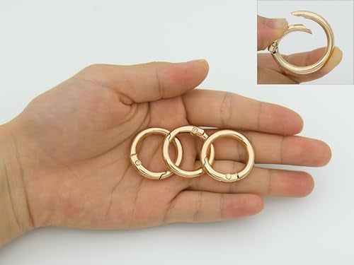 ZoloAJay 10Pack 3/4 Inch(19mm) Gold Spring O Rings Clip Keychain Metal Round Carabiner Clips Keyrings Snap Hook Buckle Shoulder Bag Purse Chain Rings Clip Replacement Keychain Lanyard Leather DIY Crafts - Image 3