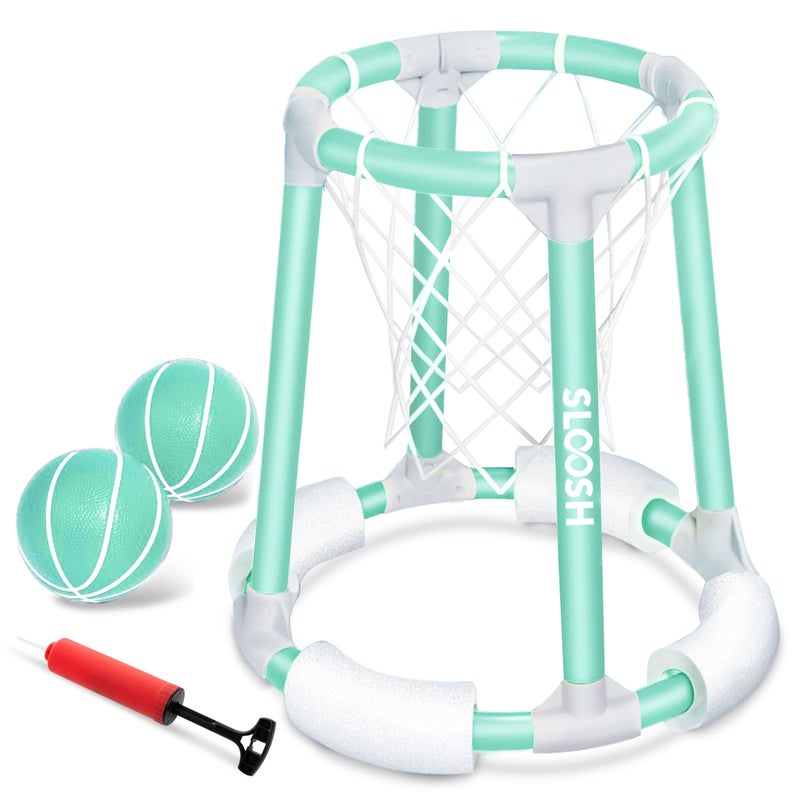 Sloosh Pool Basketball Hoop Toys Floating Basketball Pool Game Swimming Floats Toys with Balls Pump Summer Outdoor Water Play Toy for Kids and Adults Green - Image 2