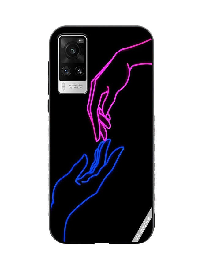 VR CREATIVE Protective Case Cover For Vivo X60 Pro Hands In Neon Lights Design Multicolour - Image 1