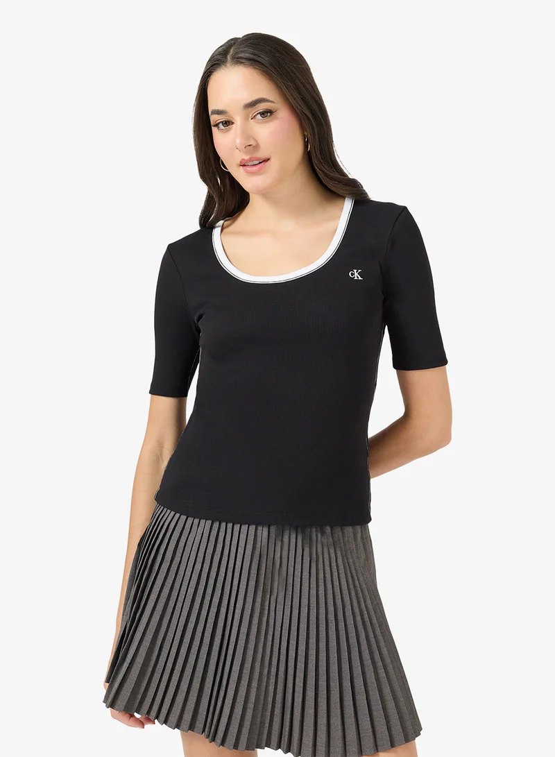 Casual 2X2 Baby Rib Scoop Nk Cutout