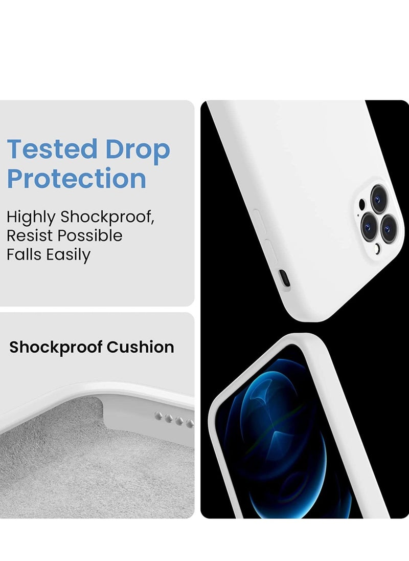 Raxoom for iPhone 14 Pro Max Case, Silicone Upgraded [Camera Protection] Phone Case with [2 Screen Protectors], Soft Anti-Scratch Microfiber Lining Inside, 6.7 inch, White - Image 3