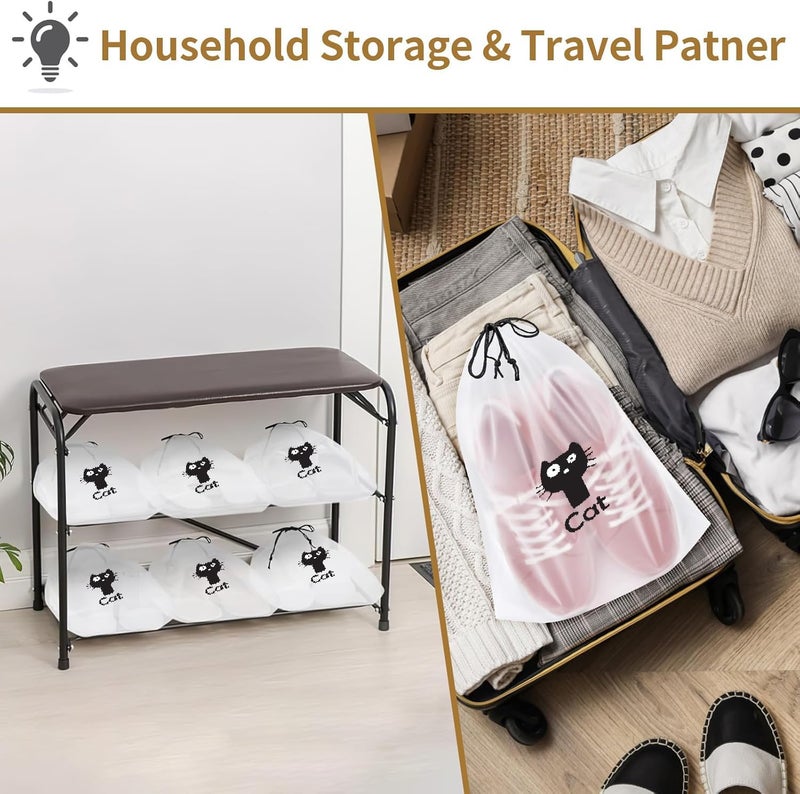 Pristu Pack of 20 Pcs Shoe Bag Cover for Shoe Storage & Travelling Drawstring Bags Waterproof, White Large Waterproof Portable Drawstring Travel Shoe Storage Bag Travel Essentials Women for and Men - Image 4