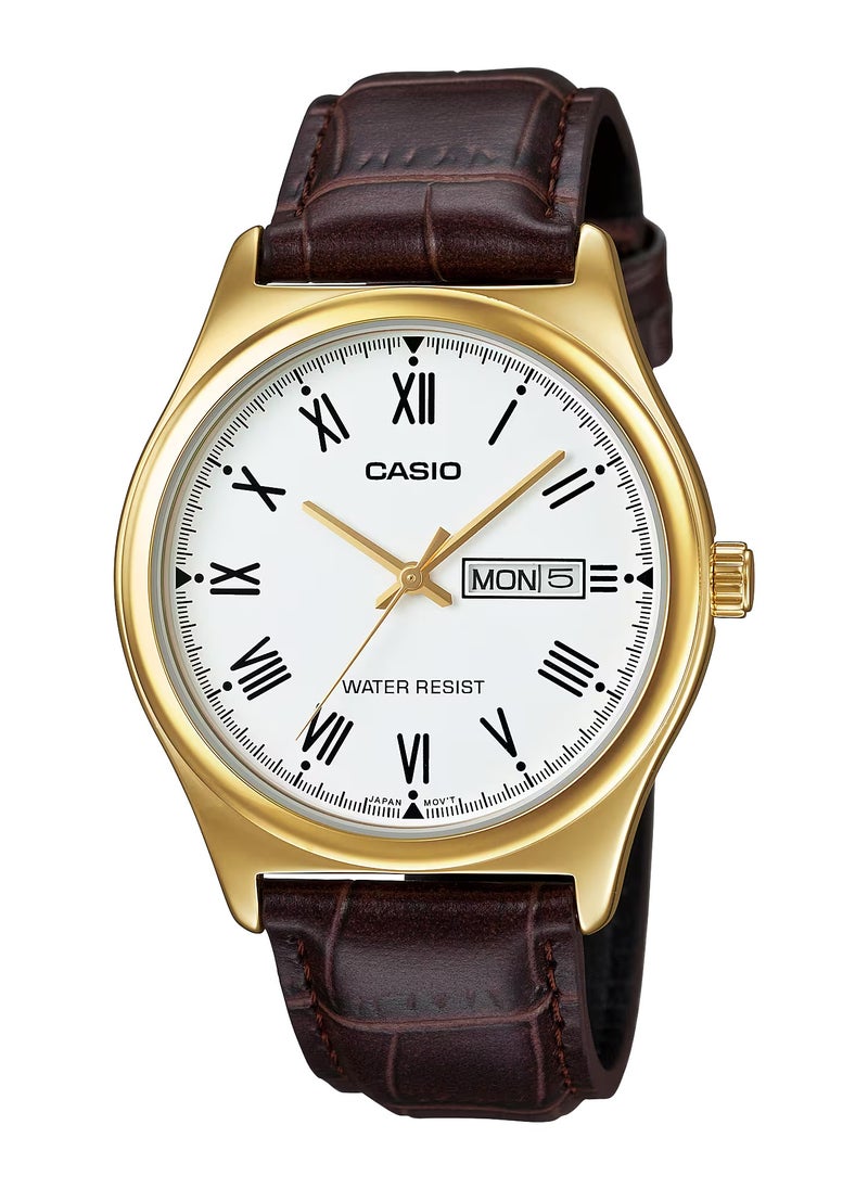 CASIO - Leather Band Quartz Couple Watch With Day & Date MTP/LTP-V006GL-7B - Image 1