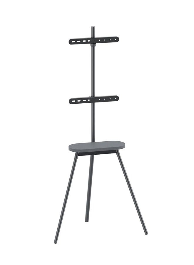 سكيل تك حامل تلفزيون أرضي SH 28 44F Easel Studio مع رف قماشي للشاشات مقاس 43-65 بوصة، VESA 400x400 مم، أقصى سعة تحميل 40 كجم - حامل تلفزيون ثلاثي القوائم بسيط أسود - Image 1