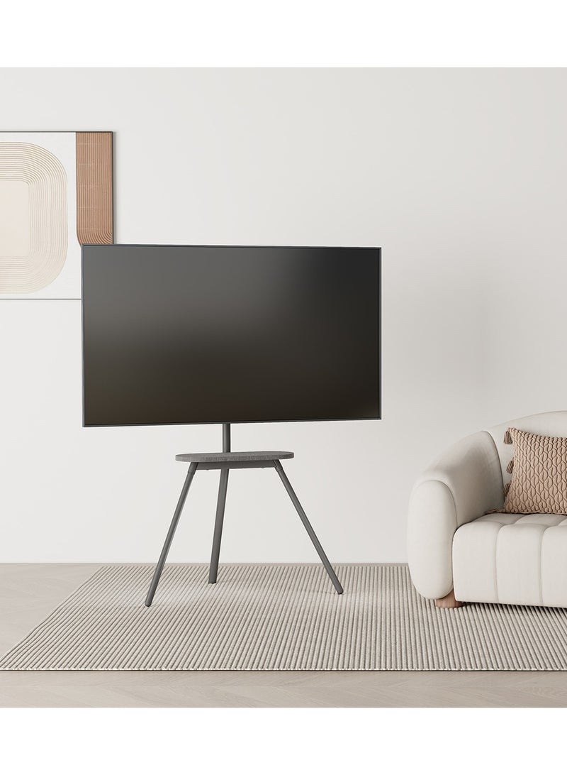 سكيل تك حامل تلفزيون أرضي SH 28 44F Easel Studio مع رف قماشي للشاشات مقاس 43-65 بوصة، VESA 400x400 مم، أقصى سعة تحميل 40 كجم - حامل تلفزيون ثلاثي القوائم بسيط أسود - Image 3