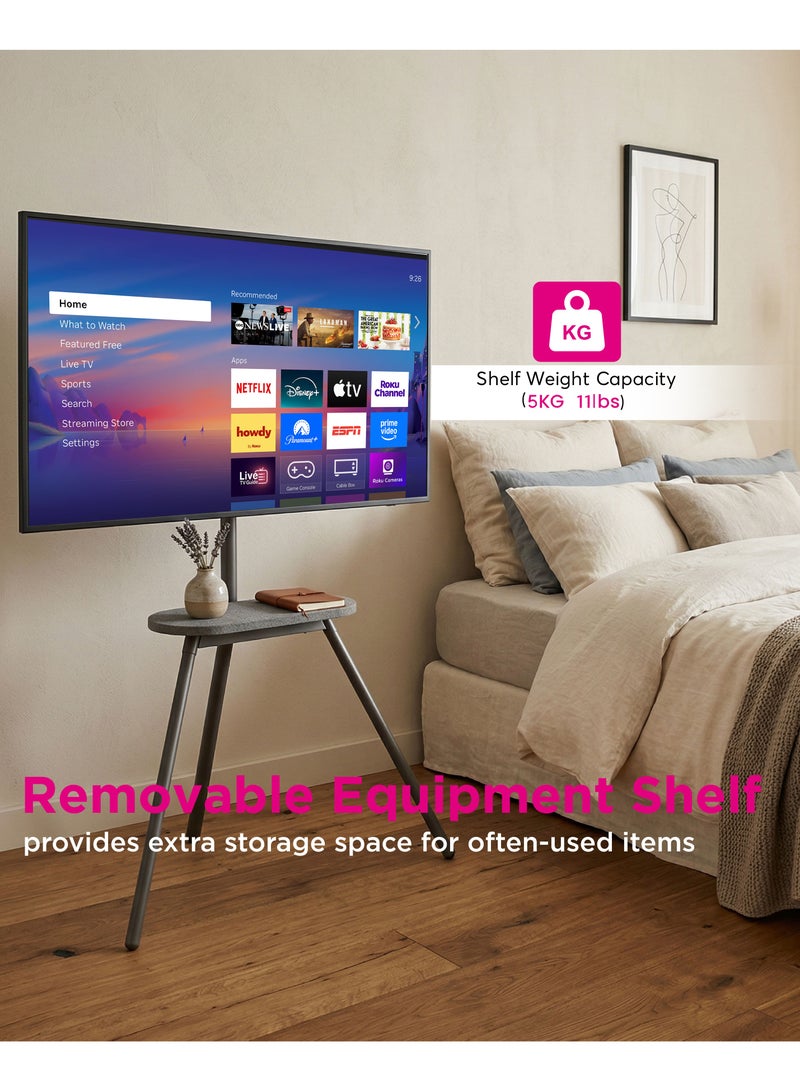 Skill Tech SH 28 44F Easel Studio TV Floor Stand with Fabric Shelf for 43–65 Inch Screens, VESA 400x400mm, Max Load Capacity 40kg – Minimalist Tripod TV Stand  Black - Image 5