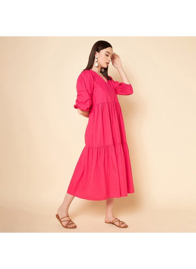 High Star Women's Cotton Full-Length Maxi Dresses (Hswdrs23005_Mg_Magenta_L), Pink - pzsku/Z597625FCE01551F81A21Z/45/_/1737720793/cc3b9260-c087-4598-9411-e8e6ef0423dd