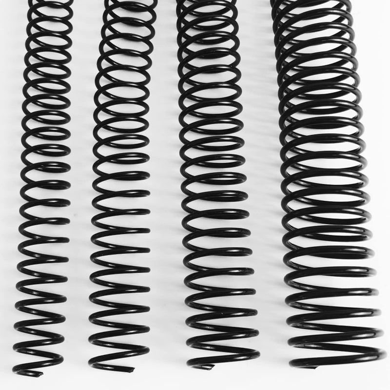 Binditek 100 Pack Plastic Spiral Binding Coils, Multi Size (14mm, 16mm, 20mm, 25mm) (9/16", 5/8", 13/16", 1"), 4:1 Pitch, Black, for Students and Coworkers - Image 1