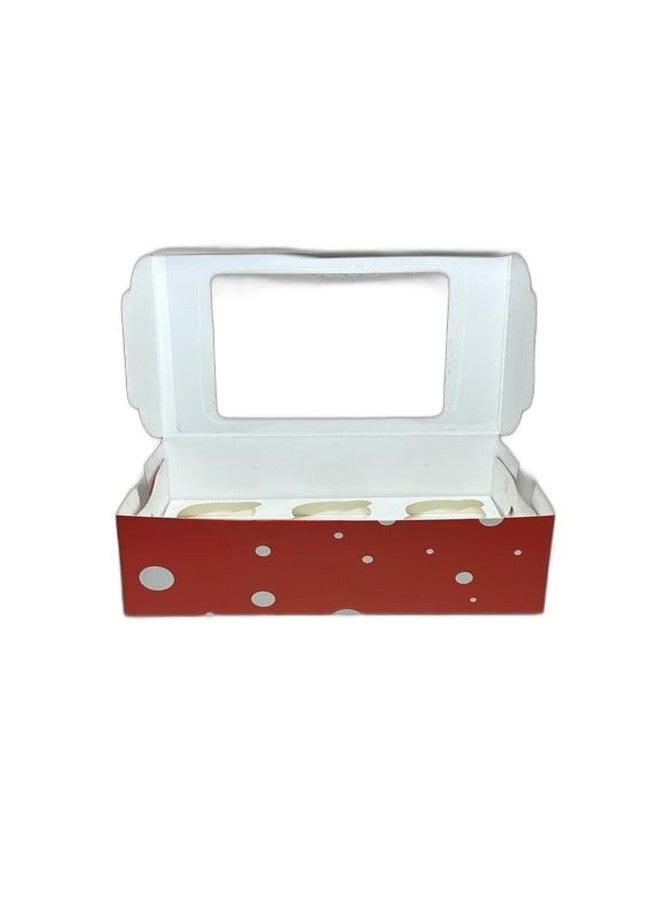 Baekence Cupcake boxes for 6 Red Circular Dot Color, Pack of 40 pcs - Image 2