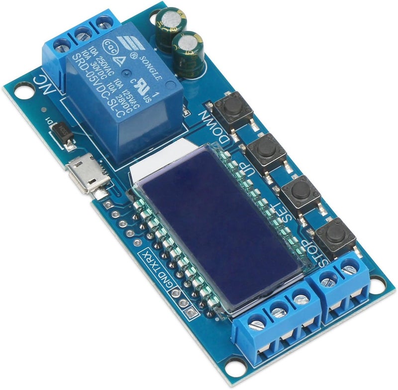 DROK Timer Relay - 5V/12V/24V Time Delay Relay Switch Delay-Off Cycle Timer 0.01s-9999mins with LCD Display Support Micro USB 5V Power Supply - Image 5