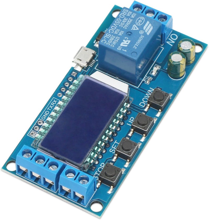 DROK Timer Relay - 5V/12V/24V Time Delay Relay Switch Delay-Off Cycle Timer 0.01s-9999mins with LCD Display Support Micro USB 5V Power Supply - Image 4