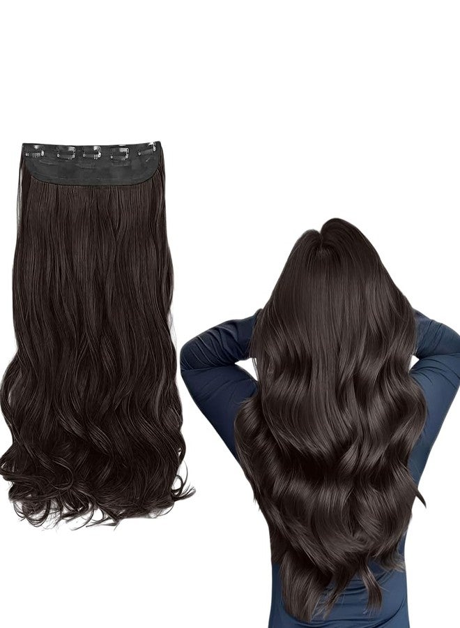 BLUSHIA Women Hair Extension Long Curly Wavy Brown 22 Inches Hairpiece With 5 Clip/Hair Extension for Women - Image 1