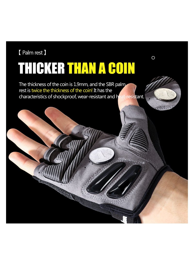 SOLARAE Cycling Gloves Bike Gloves, for Men Women Breathable Fingerless Mountain Bike Gloves, Shock-Absorbing Liquid Silica Gel Pad Anti-Slip Riding Mtb Gloves, for Gym, Weightlifting, Fitness, Running(L) - Image 3