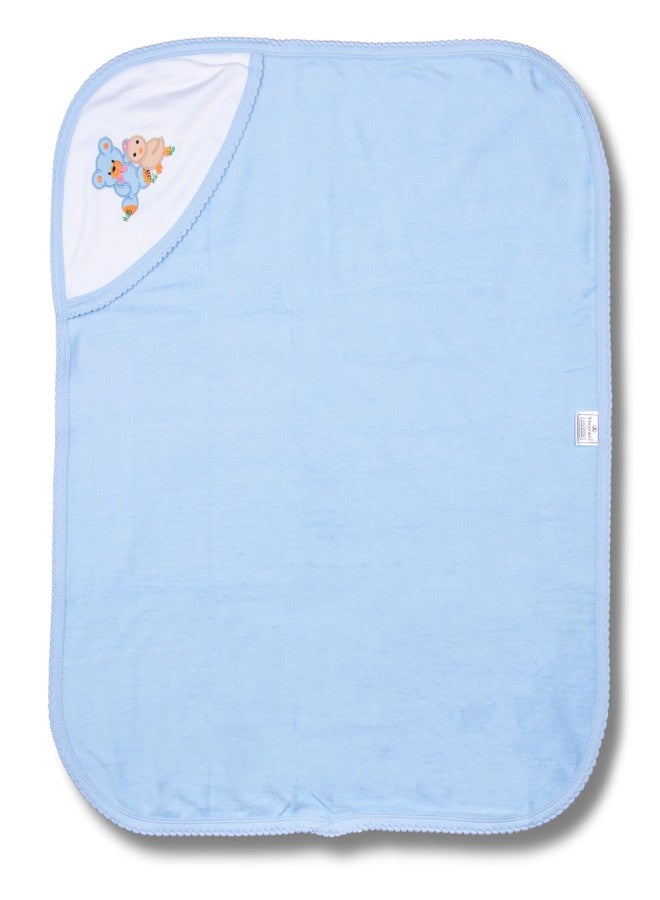 Tinycare Cotton Bath Hooded Towel for New Born, Extra Soft Double Side Terry Fabric Printed Towel for Kids/Toddler/Infants 72 x 72cm, Quick Absorbent, Reusable Towels (Blue- 1P) 0-12 Months - Image 1