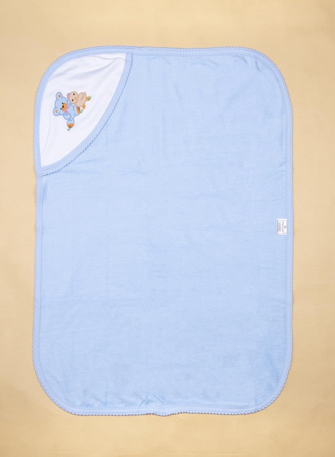 Tinycare Cotton Bath Hooded Towel for New Born, Extra Soft Double Side Terry Fabric Printed Towel for Kids/Toddler/Infants 72 x 72cm, Quick Absorbent, Reusable Towels (Blue- 1P) 0-12 Months - Image 4