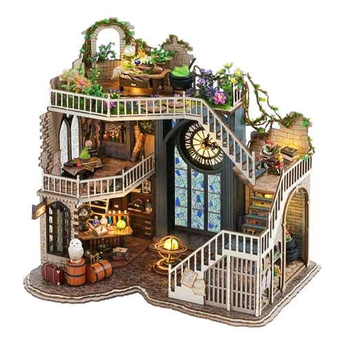 CUTEBEE DIY Dollhouse Miniature Kit, DIY Wooden Dollhouse Kit Miniature House Kit Tiny House Kit, Creative Room Idea (Magic House) - Image 1