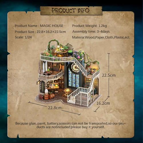 CUTEBEE DIY Dollhouse Miniature Kit, DIY Wooden Dollhouse Kit Miniature House Kit Tiny House Kit, Creative Room Idea (Magic House) - Image 4