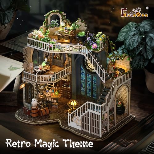 CUTEBEE DIY Dollhouse Miniature Kit, DIY Wooden Dollhouse Kit Miniature House Kit Tiny House Kit, Creative Room Idea (Magic House) - Image 3